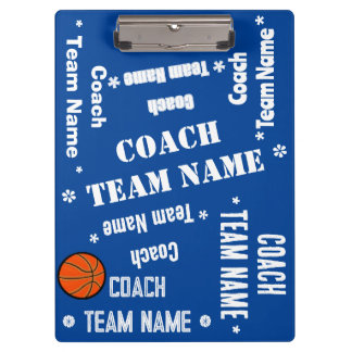 Basketbal Coach Team Blauw en Wit Gepersonaliseerd Klembord