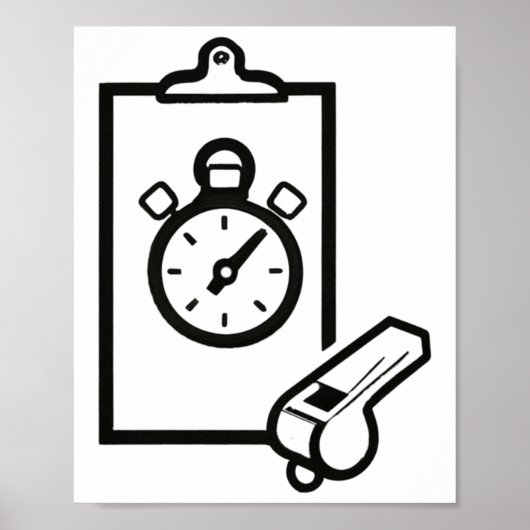 Basketbal Coach Whistle Stopwatch Poster (Voorkant)