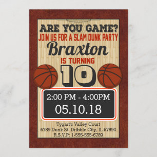 Basketbal Court Boys Verjaardag Party Uitnodiging