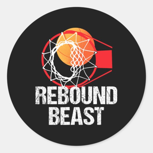 Basketbal Court Fun Rebound Beast Player Gift Ronde Sticker (Voorkant)