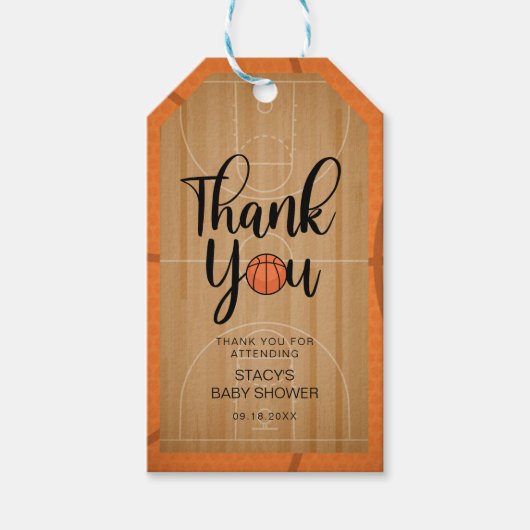 basketbal dank u cadeau Labels Cadeaulabel (Voorkant)