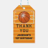 Basketbal Dank u Verjaardag Cadeaulabel (Voorkant)