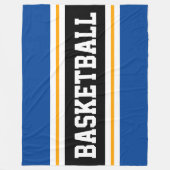 BASKETBAL Deep Blue Zwart Geel Racing Stripes Fleece Deken (Voorkant)