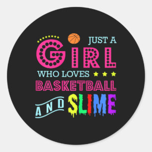 Basketbal Design - Meisje dat houdt van basketbal  Ronde Sticker