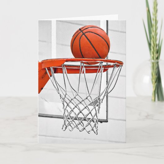 Basketbal die in het Net Gaat Bedankkaart (Voorkant)