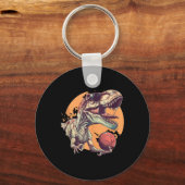 Basketbal Dino T-rex Portrait Ball Player Basket Sleutelhanger (Voorkant)