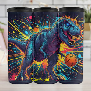 Basketbal Dinosaur Neon Energie Actie Thermosbeker