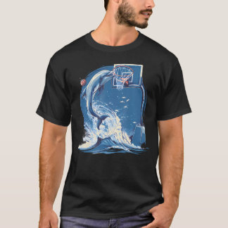 Basketbal Dolfijn Golven Natuur Kunstwerk T-shirt