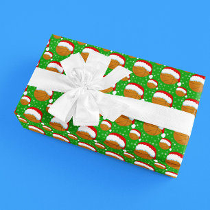 Basketbal dragen Santa's Pet & Snowflakes Cadeaupapier