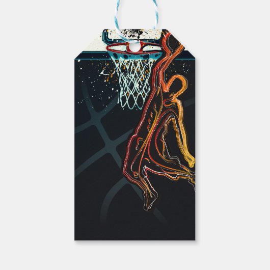 Basketbal Dunk Jump Shot Verjaardagsfeest Cadeaulabel (Achterkant)