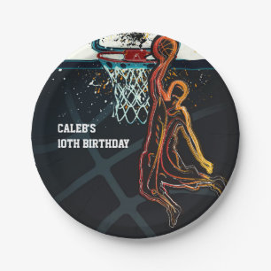 Basketbal Dunk Jump Shot Verjaardagsfeest Papieren Bordje