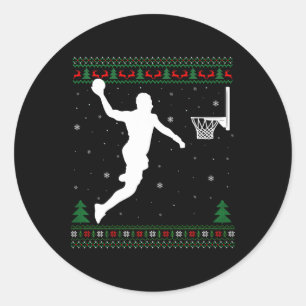 Basketbal Dunking Xmas Lelijke basketbalspeler Chr Ronde Sticker