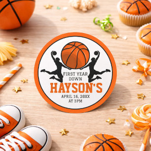 Basketbal Eerste Jaar Verjaardag 1 Ronde Sticker