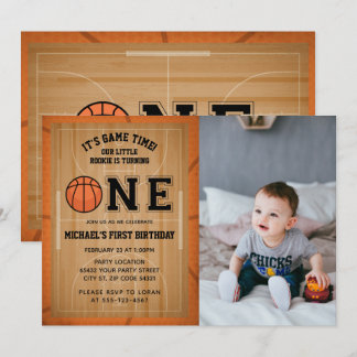 Basketbal Eerste Verjaardag Foto Kaart