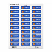 Basketbal eigenschapslabels - blauw etiket (Full Sheet)