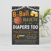Basketbal en Bier Baby shower Uitnodigen Kaart (Staand voorkant)