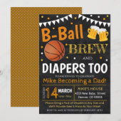 Basketbal en Bier Baby shower Uitnodigen Kaart (Voorkant / Achterkant)