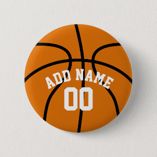 Basketbal Fan met aangepaste naam nummer Ronde Button 5,7 Cm