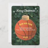 Basketbal Fan Ornament Kerst Kaart (Voorkant)