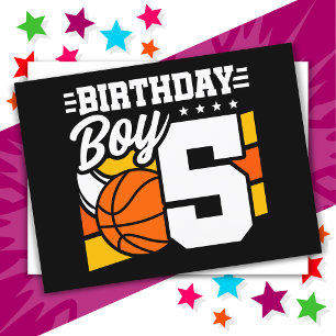 Basketbal Feest Thema voor 5 Jaar Oude Jongen 5e V Briefkaart