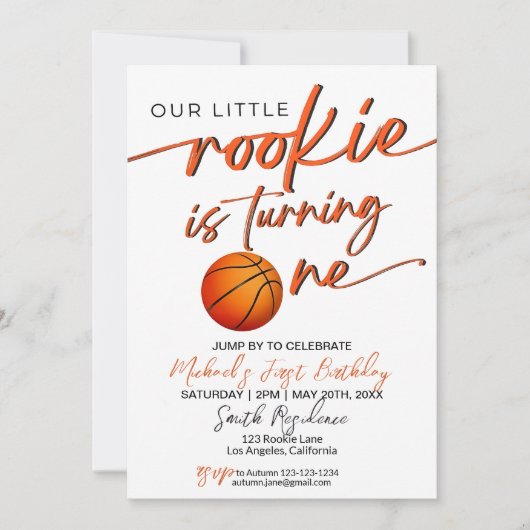 Basketbal Feest Uitnodiging Basketbal Eerste Jaar (Voorkant)