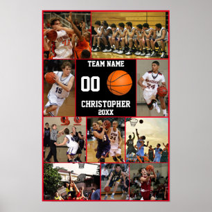 Basketbal Foto Collage Team Einde Seizoen Keepsake Poster
