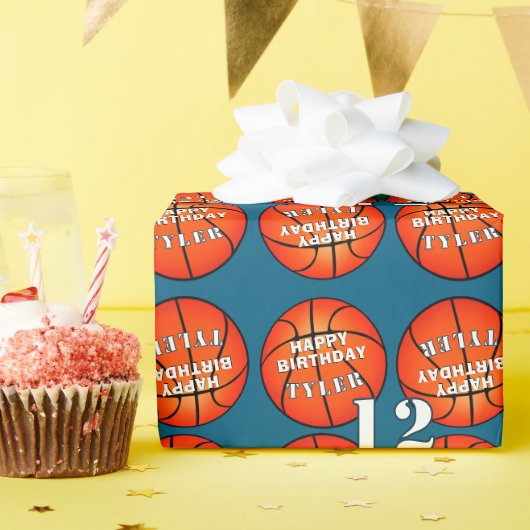 Basketbal foto Happy Birthday Cadeaupapier (Verjaardagsfeest)