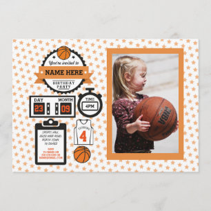 Basketbal Foto Verjaardag Basket Bal Sport Feest Kaart