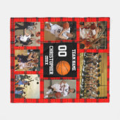 Basketbal fotocollage Red Tartan Fleece Deken (Voorkant (Horizontaal))