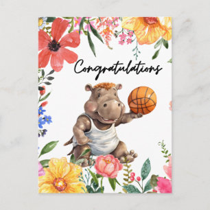 Basketbal gefeliciteerd met Hippo Briefkaart