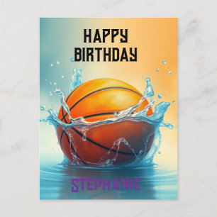 Basketbal Gelukkige Verjaardag Raakt Water Briefkaart
