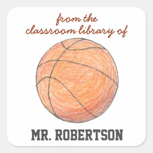 Basketbal gepersonaliseerd cadeau boekplaat voor l vierkante sticker
