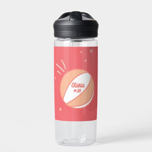 Basketbal Gepersonaliseerde Naam Nummer Gepersonal Waterfles (Voorkant)
