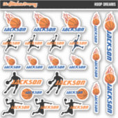 Basketbal gepersonaliseerde naamlabels | School Sticker (Voorkant)