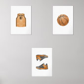 Basketbal gepersonaliseerde naamset van 3 poster muurkunst sets (Voorkant)