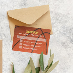 Basketbal Gold Bar Mitzvah RSVP-kaart RSVP Kaartje
