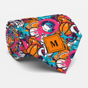 Basketbal graffiti monogram stropdas