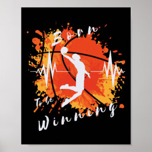Basketbal grappig geboren om te winnen sportontwer poster
