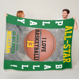 Basketbal Groene Teamnaam Fleece Deken