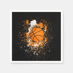 Basketbal Grunge Paint Splatter Sinaasappel Zwart Servet