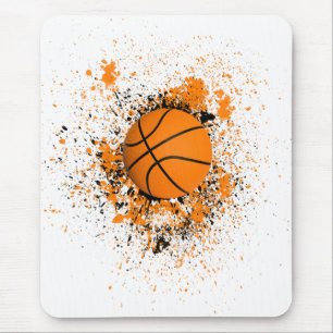 Basketbal Grunge verfspatten oranje zwart cool Muismat