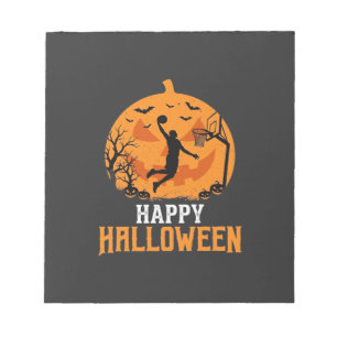 Basketbal Halloween Dunk Pompoen Design_1 Notitieblok