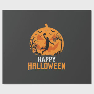 Basketbal Halloween Dunk Pompoen Ontwerp_1 Cadeaupapier