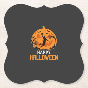 Basketbal Halloween Dunk Pompoen Ontwerp_1 Kartonnen Onderzetters