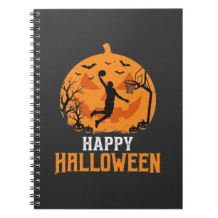 Basketbal Halloween Dunk Pompoen Ontwerp_1 Notitieboek