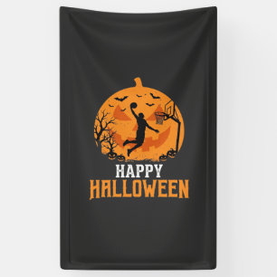 Basketbal Halloween Dunk Pompoen Ontwerp_1 Spandoek
