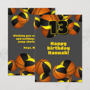 Basketbal Happy Birthday Zwart Goud Team Kleuren Kaart