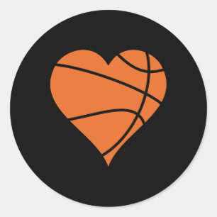 Basketbal Hart 2 Ronde Sticker