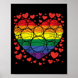 Basketbal Hart Gay Retro Pride Vlag LGBT-Q Speler Poster
