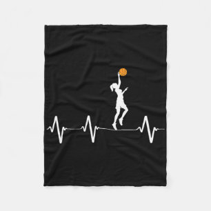 Basketbal hartslag voor vrouwen en meisjes fleece deken